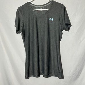 Under Armour womens XL  gray short sleeve round neck fitted heat gear